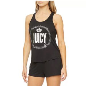 JUICY COUTURE Women's Racerback Tank Black w/Silver Logo Large